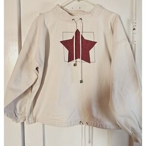 Vintage Christopher Bank star ivory pullover cinched hem denim woman L
